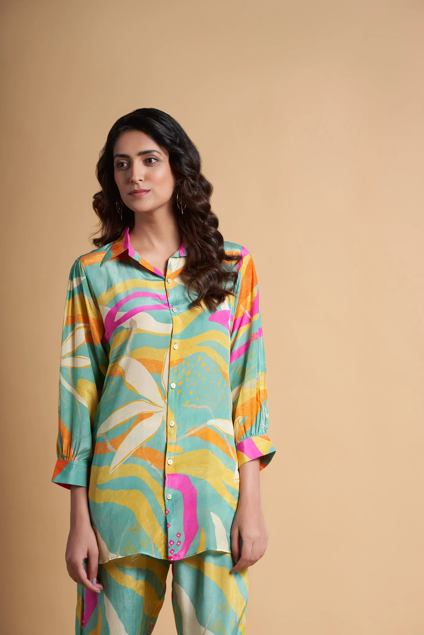 Mint Abstract Printed Viscose Muslin Co-Ord Set