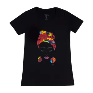 MISS AFRICA WITH MEDLEY HEAD WRAP (LADIES SHORT SLEEVE T-SHIRT)