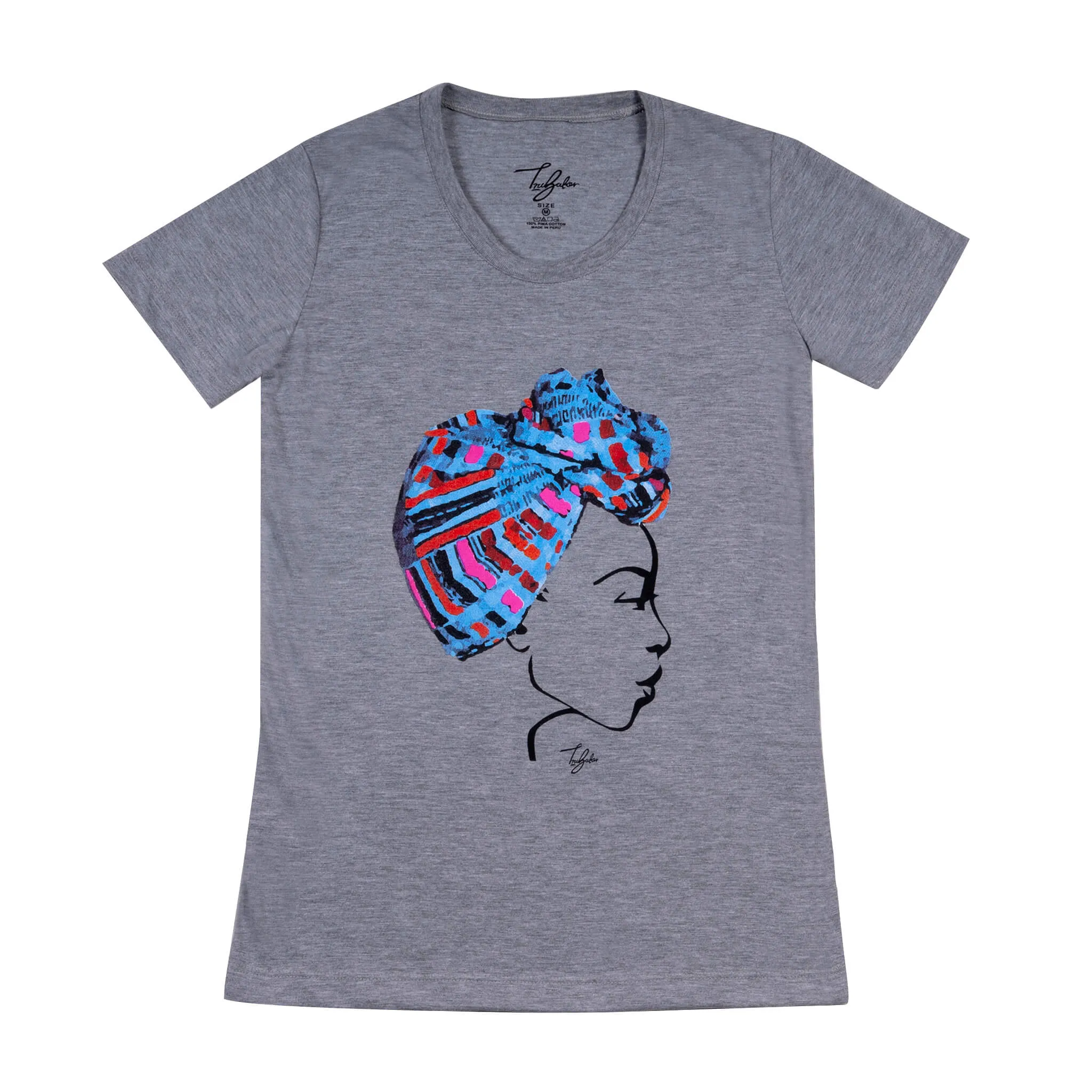 MISS AFRICA WITH TRIBAL TRADITION HEAD WRAP (LADIES SHORT SLEEVE T-SHIRT)