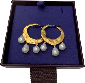 Monica Vinader Capri Baroque 18k Gold And Pearl Medium Hoop Earrings