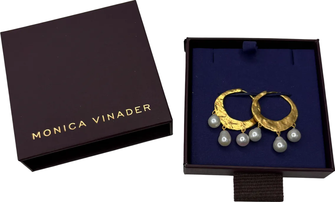 Monica Vinader Capri Baroque 18k Gold And Pearl Medium Hoop Earrings