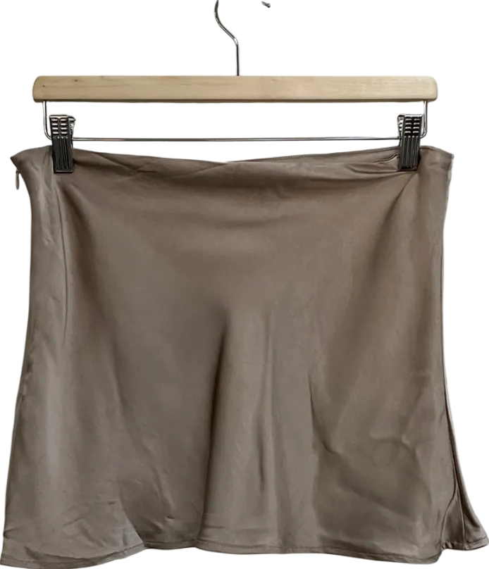 Motelrocks Nude Thelma Satin Mini Skirt In Champsgne UK M