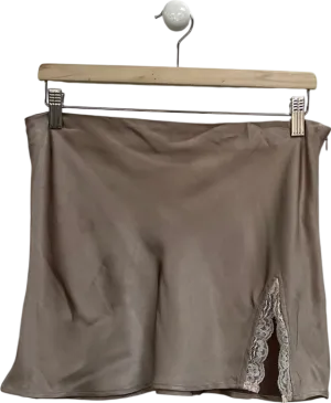 Motelrocks Nude Thelma Satin Mini Skirt In Champsgne UK M