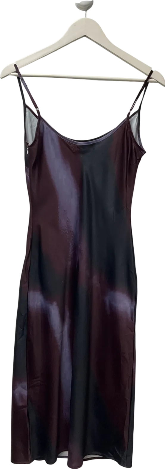 Motelrocks Purple Juvina Midi Dress In Satin Watercolour Plum UK M