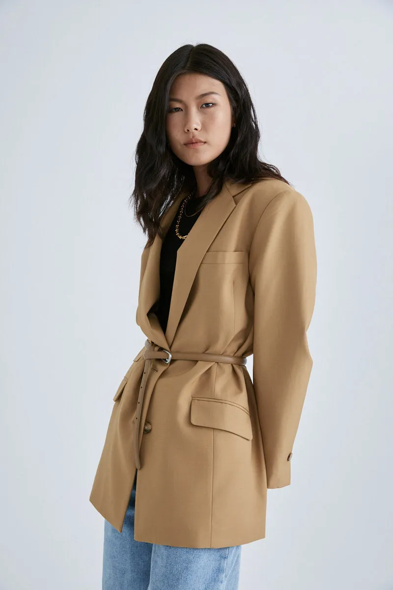 MS6003 Boxy Double Pockets Wool Blended Blazer