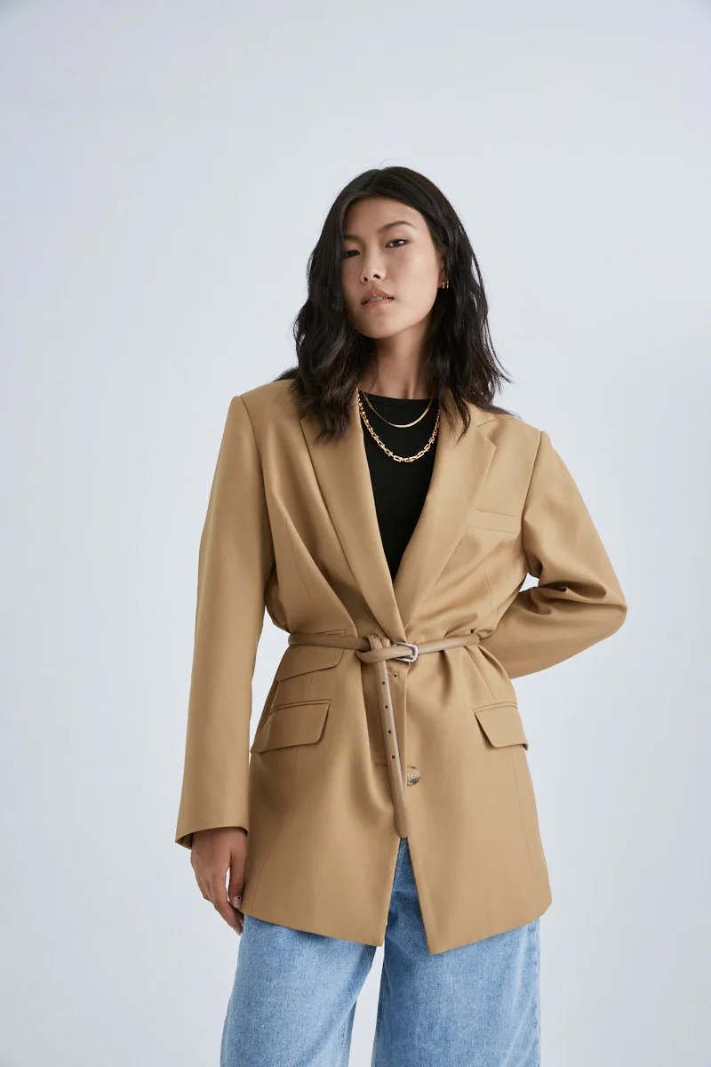 MS6003 Boxy Double Pockets Wool Blended Blazer