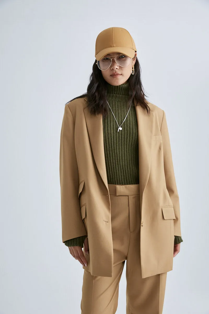 MS6003 Boxy Double Pockets Wool Blended Blazer