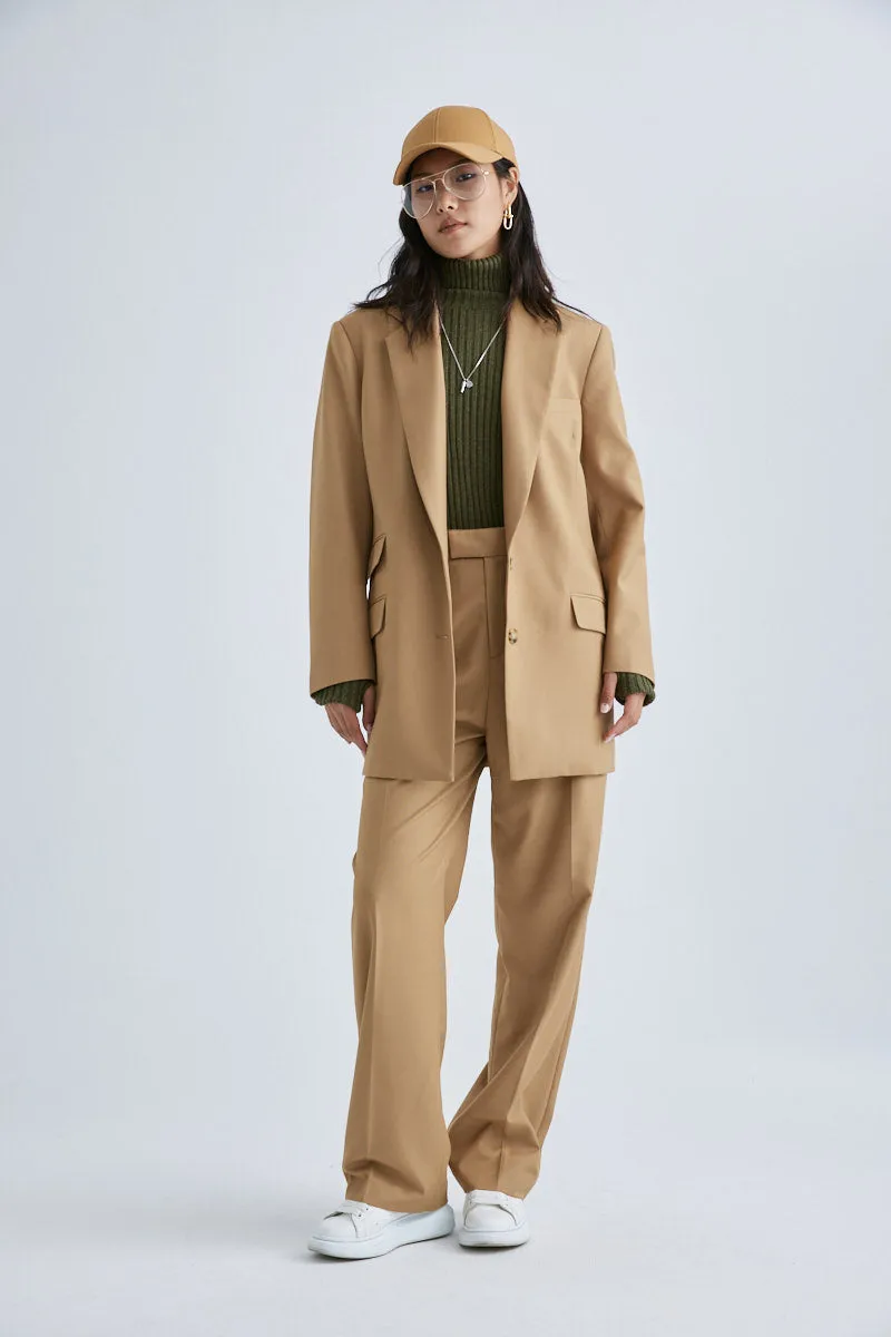 MS6003 Boxy Double Pockets Wool Blended Blazer