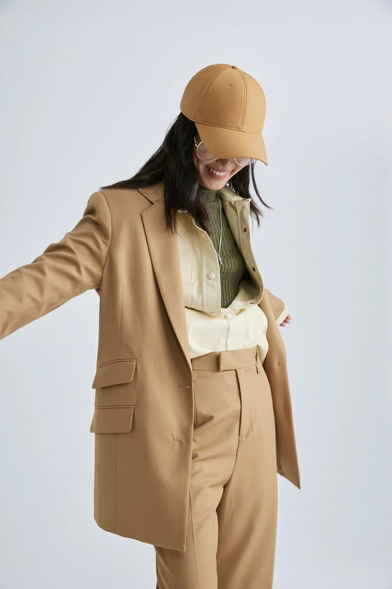 MS6003 Boxy Double Pockets Wool Blended Blazer