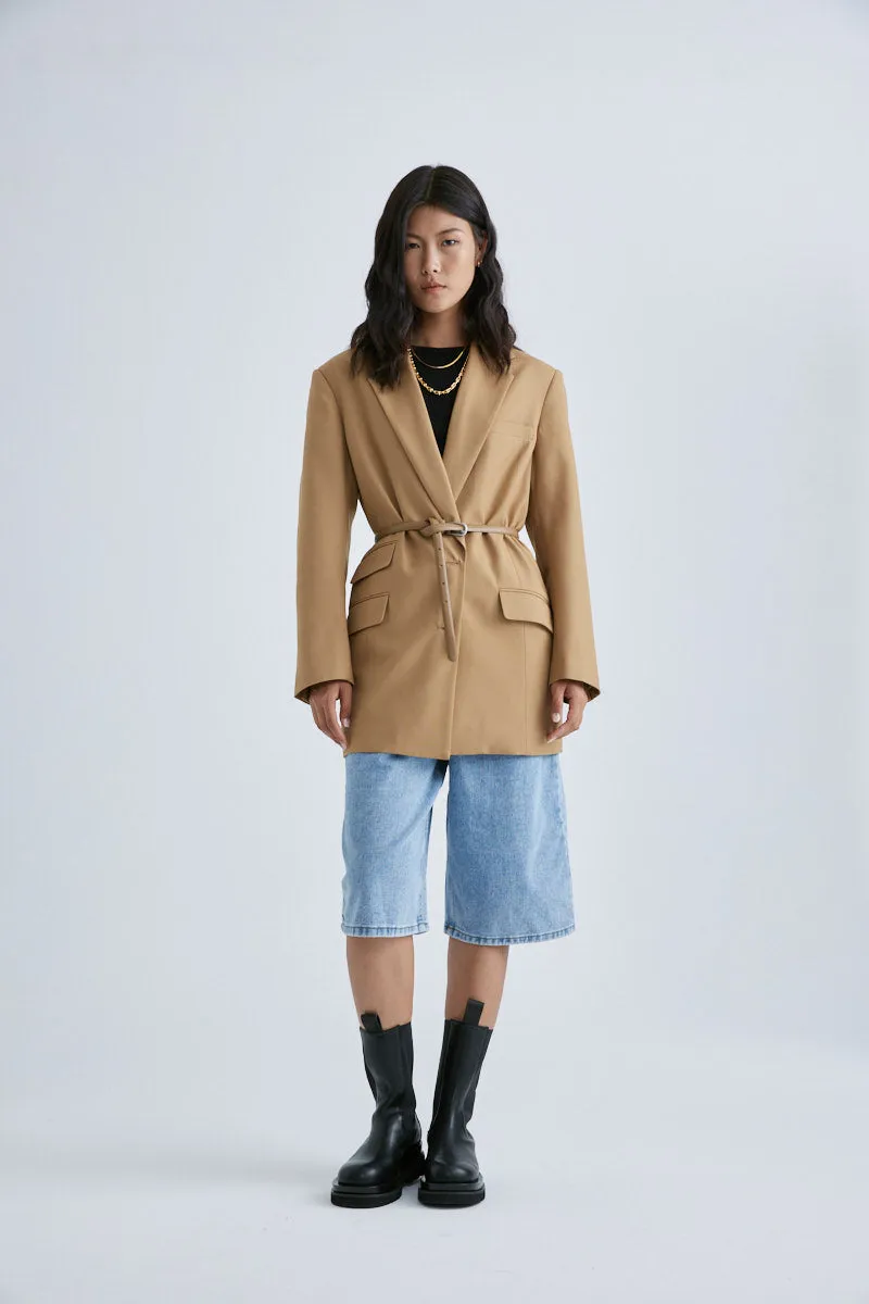 MS6003 Boxy Double Pockets Wool Blended Blazer