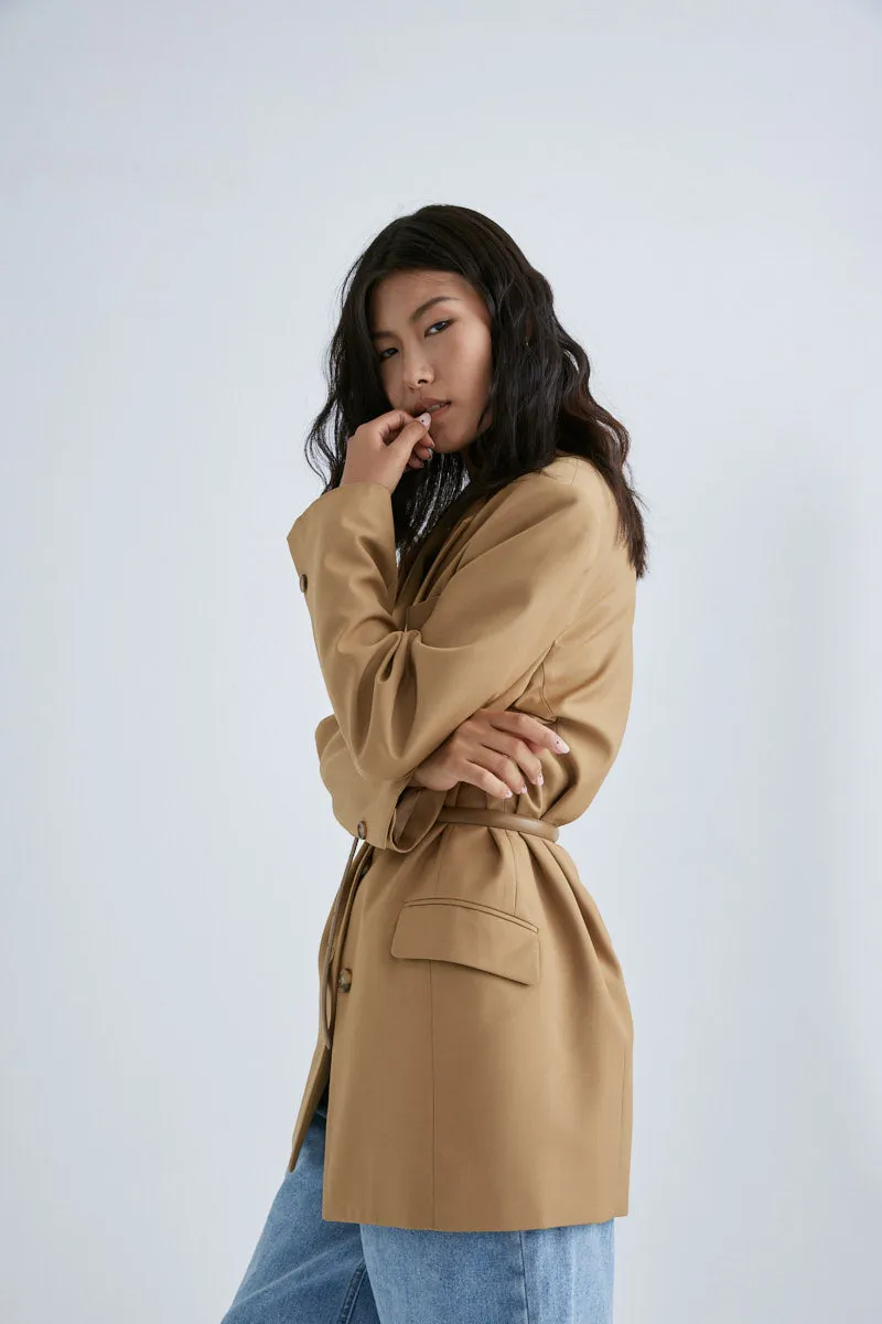 MS6003 Boxy Double Pockets Wool Blended Blazer
