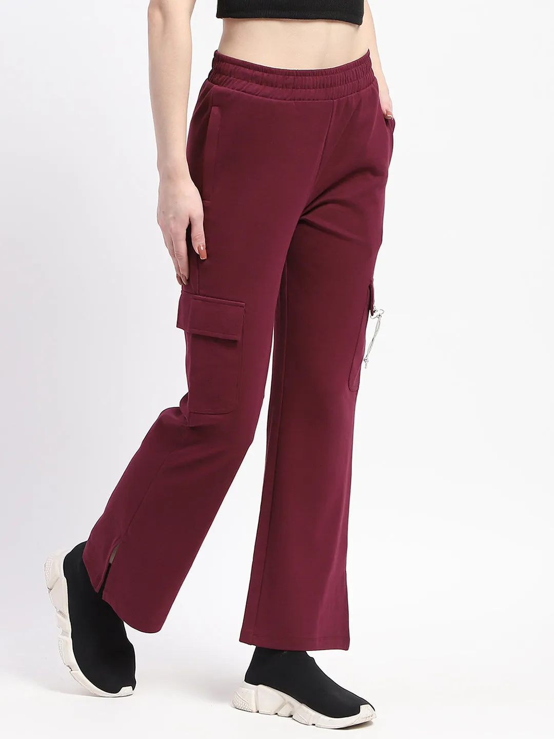 mSECRET Purple Wide-Leg Cotton Track Bottom