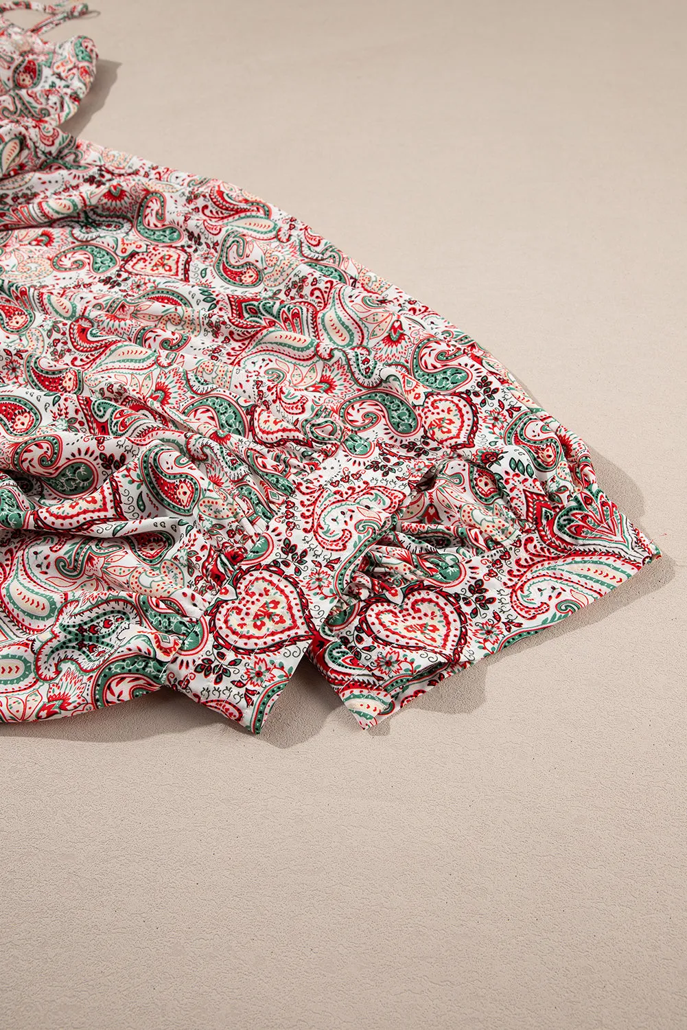 Multicolour Plus Size Paisley Print Sleeveless V Neck Jogger Jumpsuit