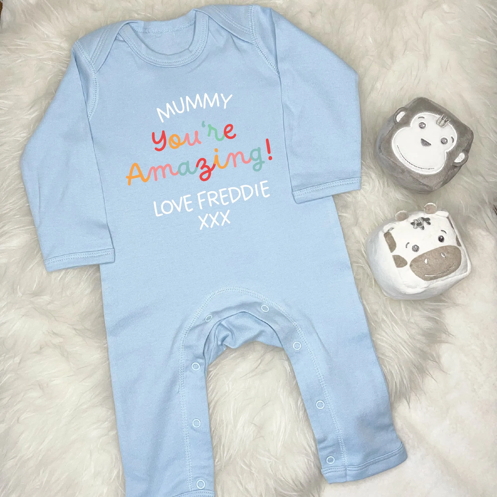 Mummy You're Amazing Personalised Bright Babygrow