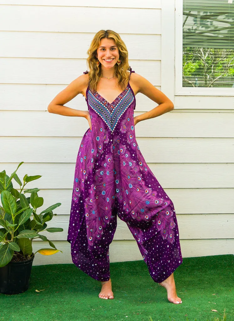 Mystic Peacock Feather Boho Jumpsuit