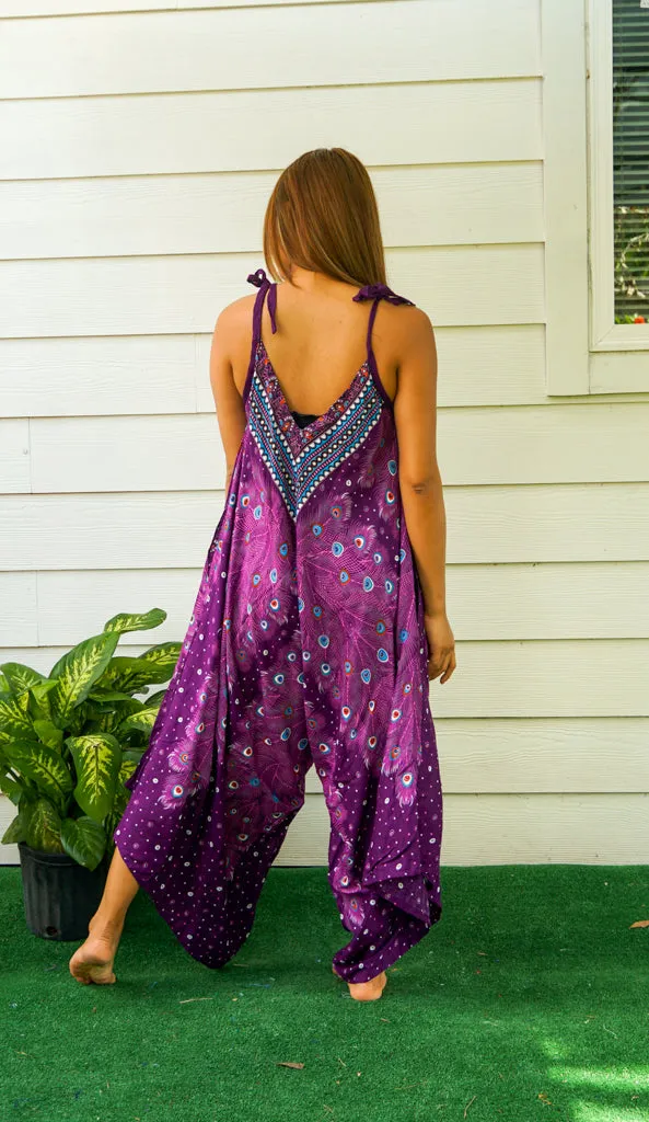 Mystic Peacock Feather Boho Jumpsuit