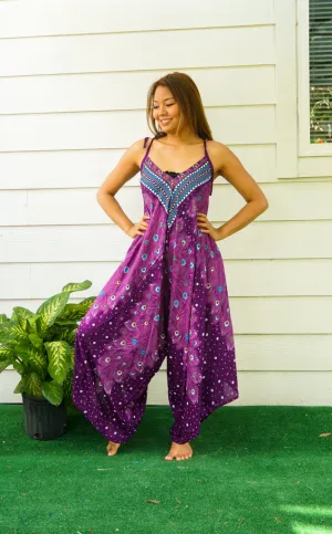 Mystic Peacock Feather Boho Jumpsuit