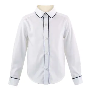 Navy Piped Pique Shirt