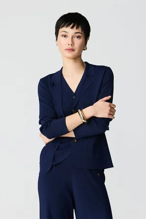 NAVY SIDE RIB DETAIL MILANO CARDIGAN