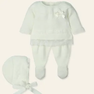 New In Mac Ilusion Girls Ivory Knitted Set