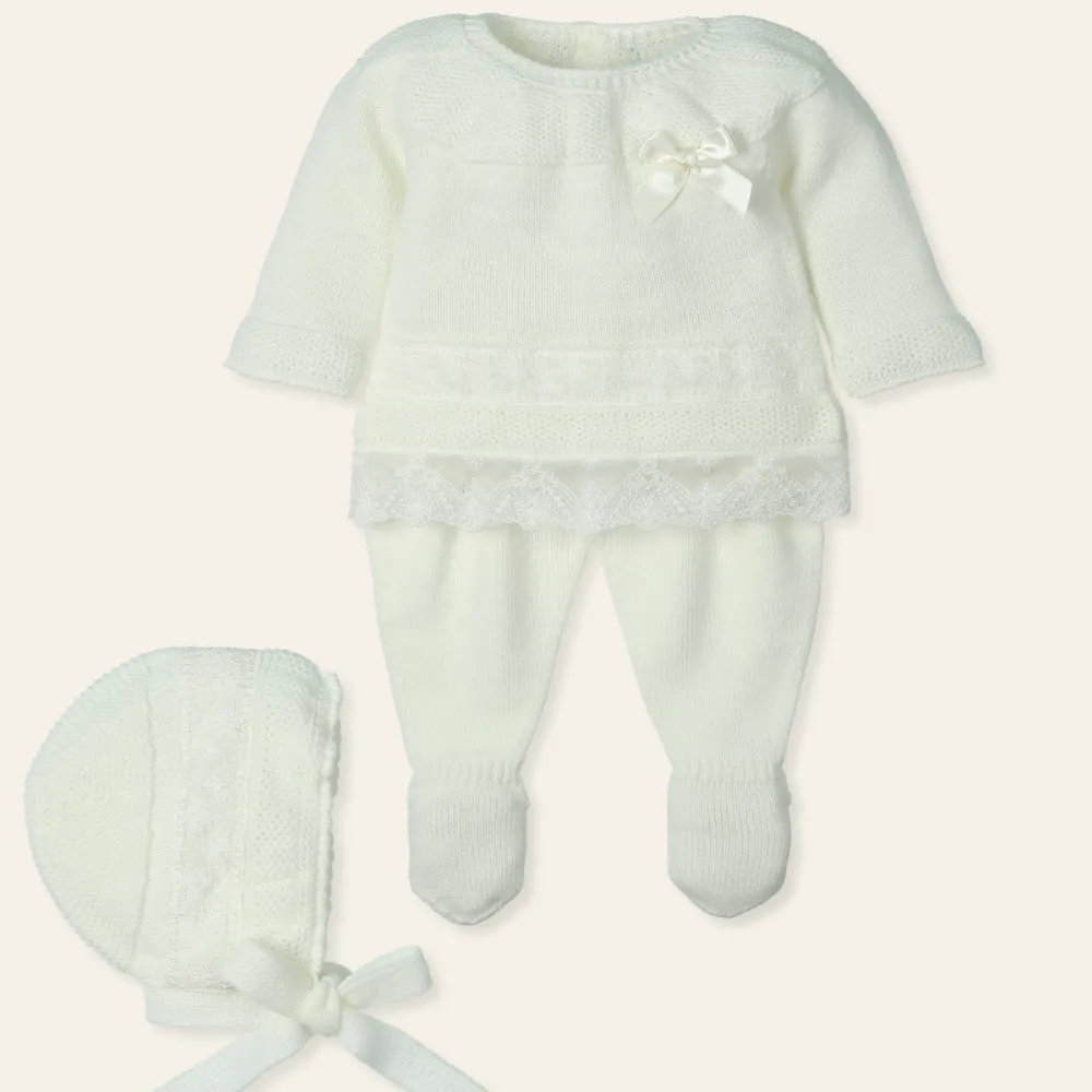 New In Mac Ilusion Girls Ivory Knitted Set