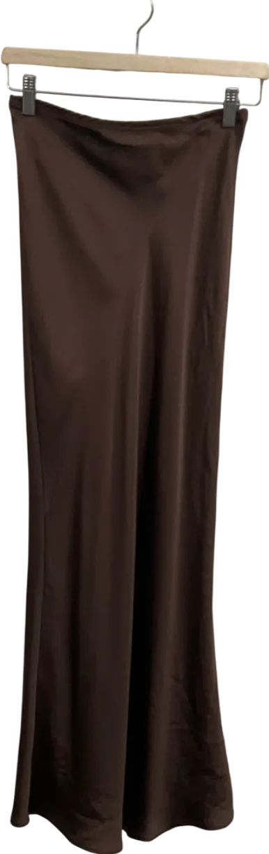 New Look Brown Satin Maxi Skirt UK 8
