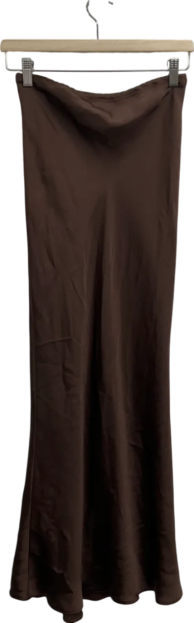 New Look Brown Satin Maxi Skirt UK 8