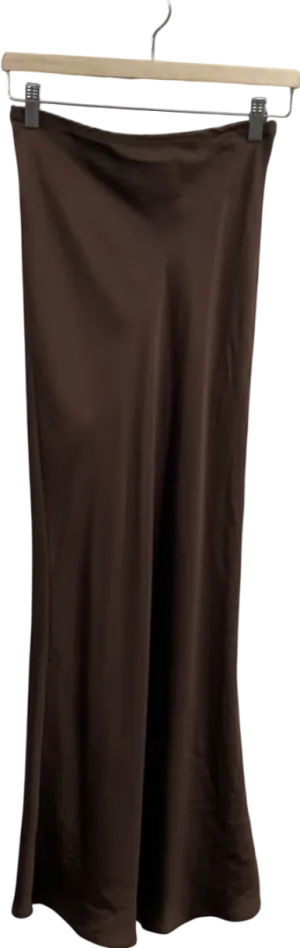 New Look Brown Satin Maxi Skirt UK 8