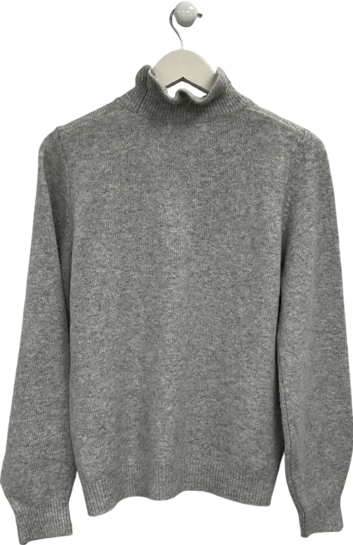 Next Embellished Grey Knit Jumper With Reindeer Sequins UK M