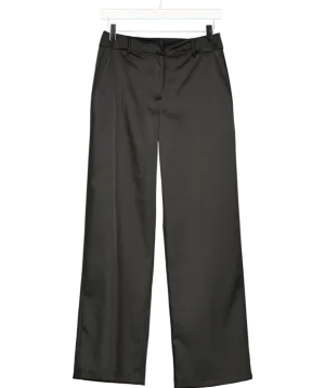 Oasis Black Petite Stretch Satin Straight Leg Trousers UK 8