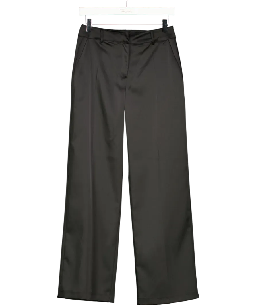Oasis Black Petite Stretch Satin Straight Leg Trousers UK 8
