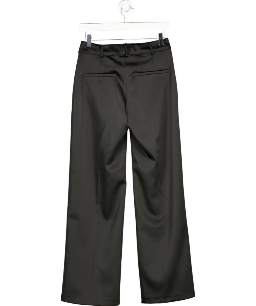 Oasis Black Petite Stretch Satin Straight Leg Trousers UK 8