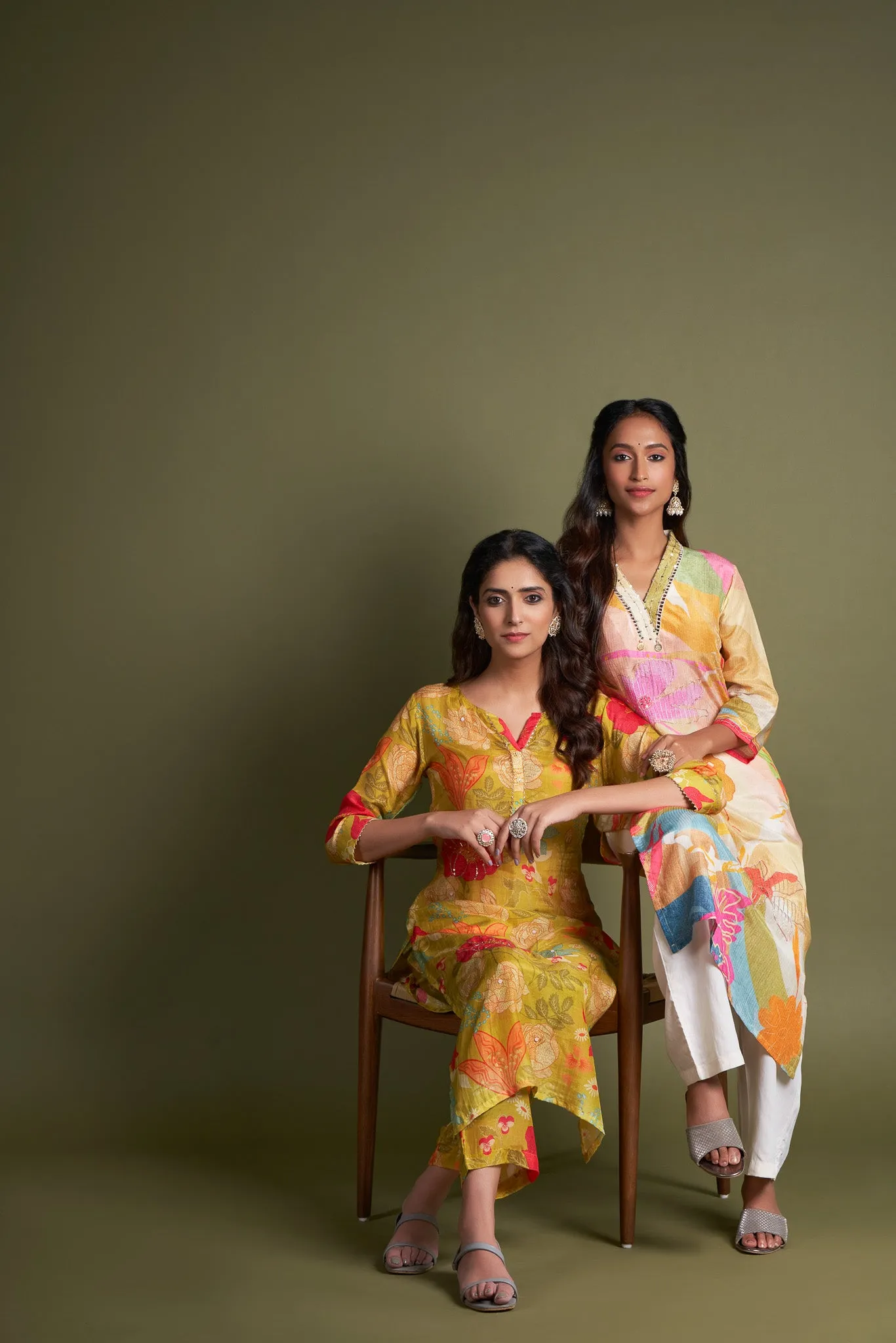 Off White Self Striped Printed Muslin Kurta with Embroidery