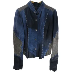 OLD GRINGO METAL MESH LEATHER JACKET-Blue