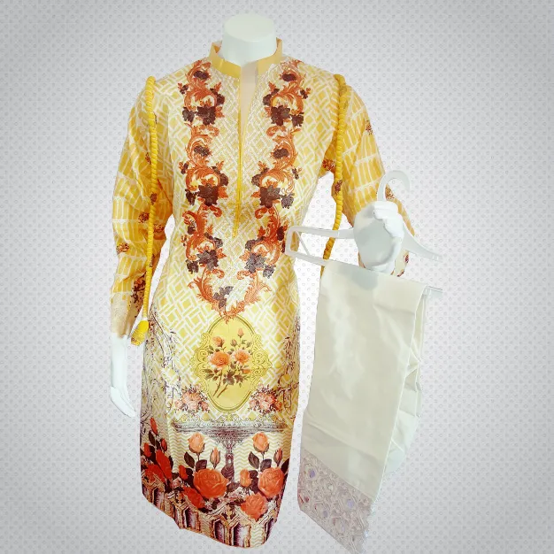 Pakistani Indian Women 3 Pieces Embroidered Cotton Lawn Dress