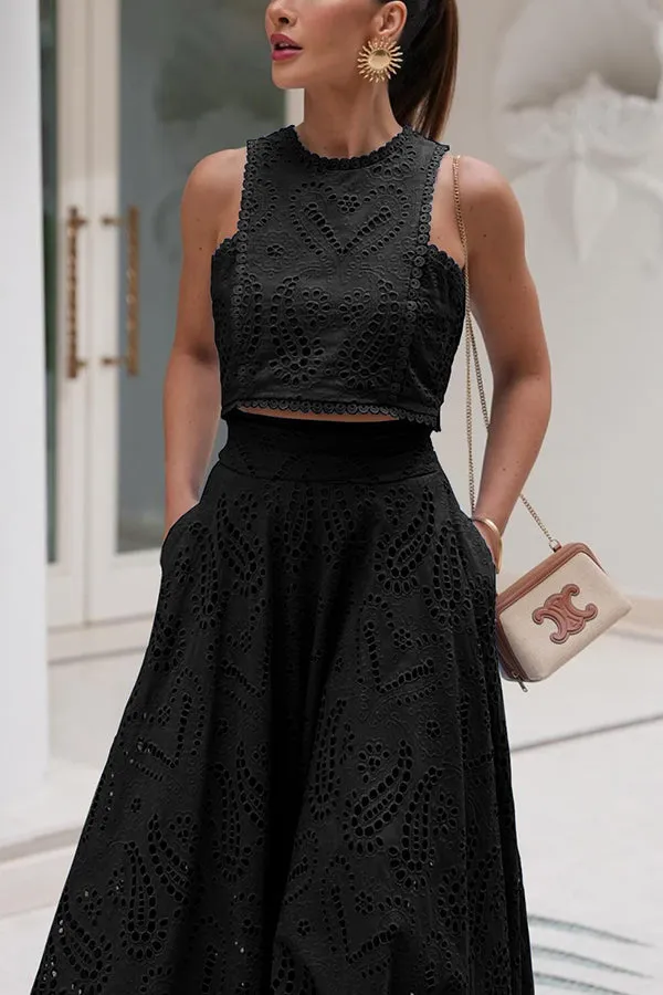 Paris Dreaming Embroidered Lace Crop Tank Top