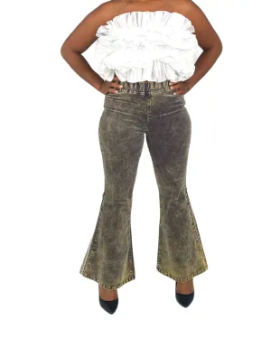 Pastel  Gray Flare-Bottom Trousers