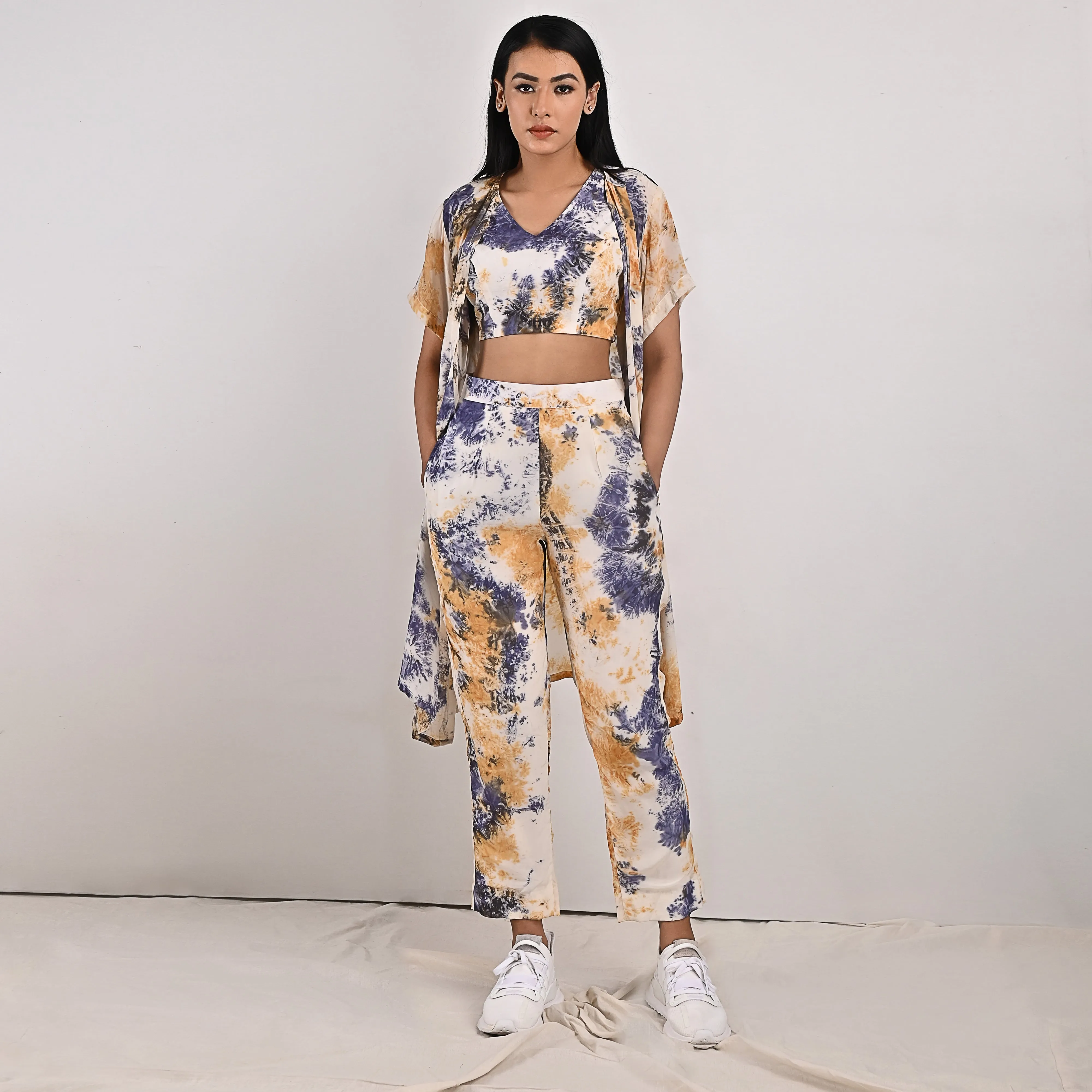 Penelope - Tie & Dye Co-ord Crop Top & Straight Pant