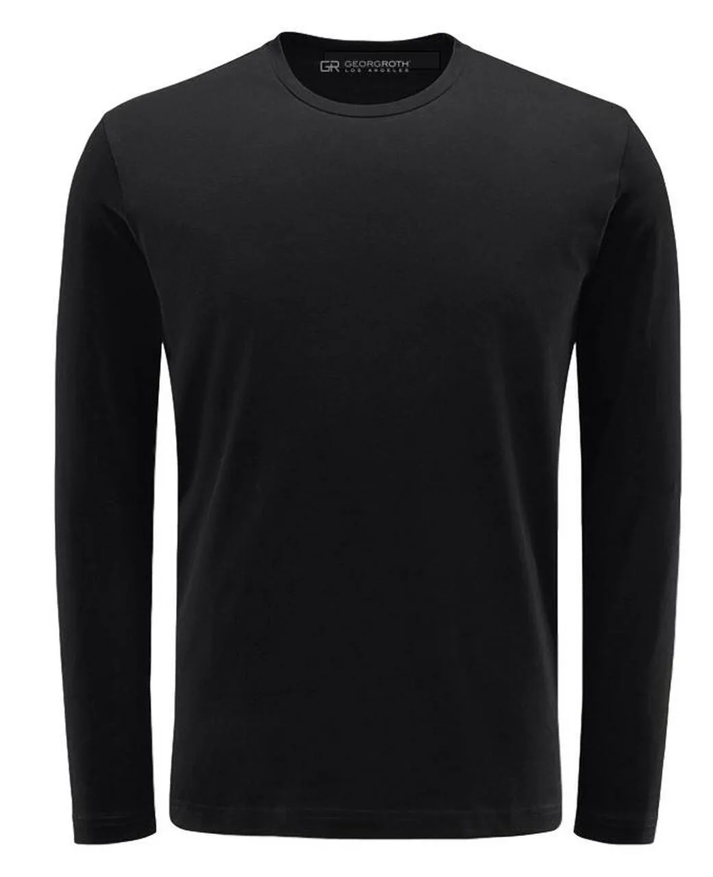 Pima Cotton Long Sleeve Crew Neck T-Shirt - Black