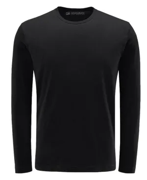 Pima Cotton Long Sleeve Crew Neck T-Shirt - Black