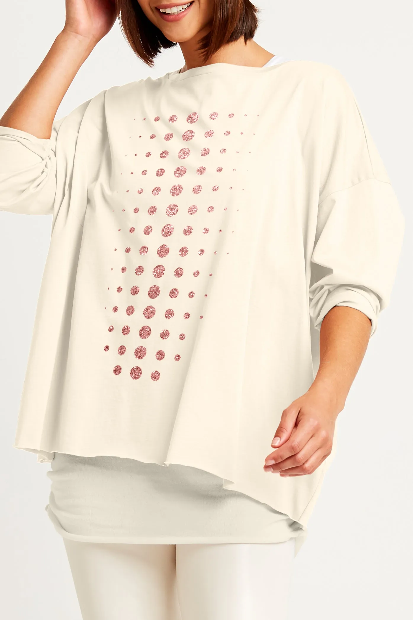 Pima Cotton Metallic Dot Dot Dot Luxury Boxy T