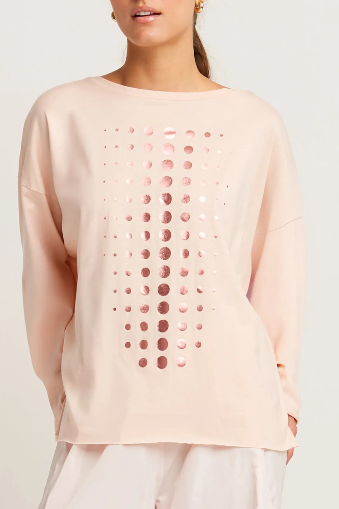 Pima Cotton Metallic Dot Dot Dot Luxury Boxy T