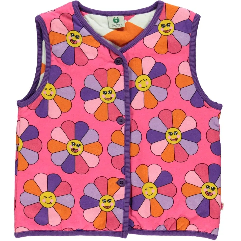 Pink Flower Reversible Vest - 1 Left Size 11-12 years