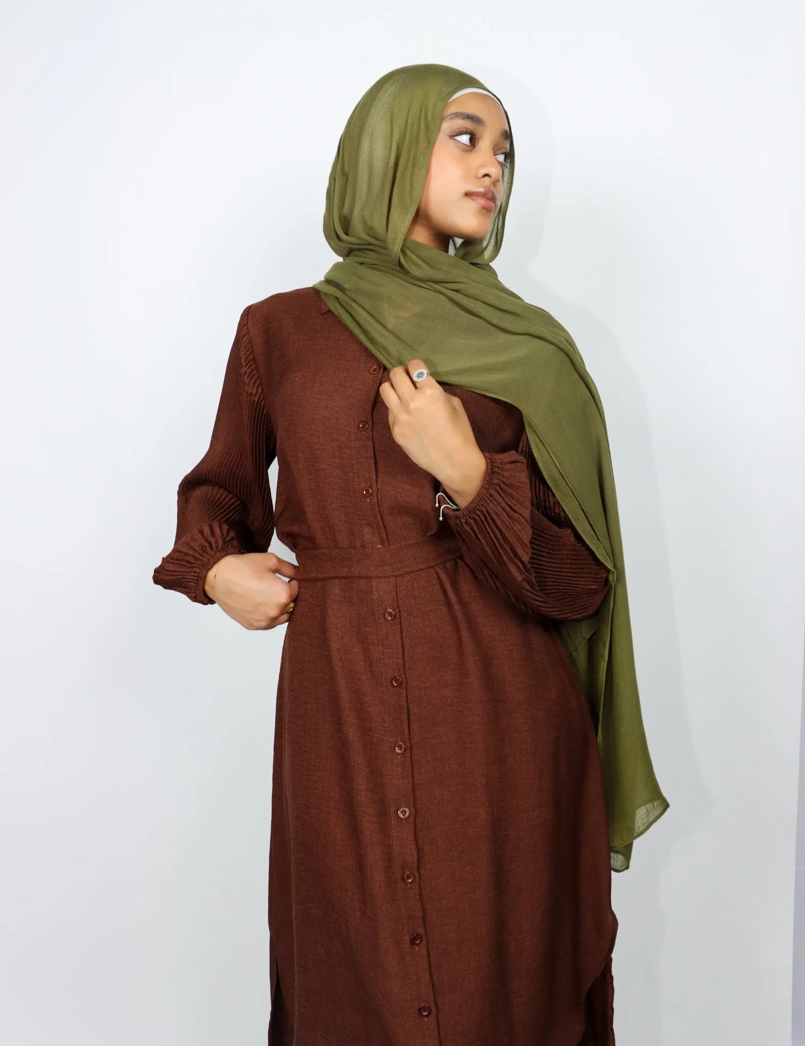 Pleated Sleeve Set - Cocoa