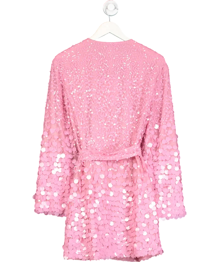 PRETTY LAVISH Pink Provence Wrap Ombre Disc Dress UK 10