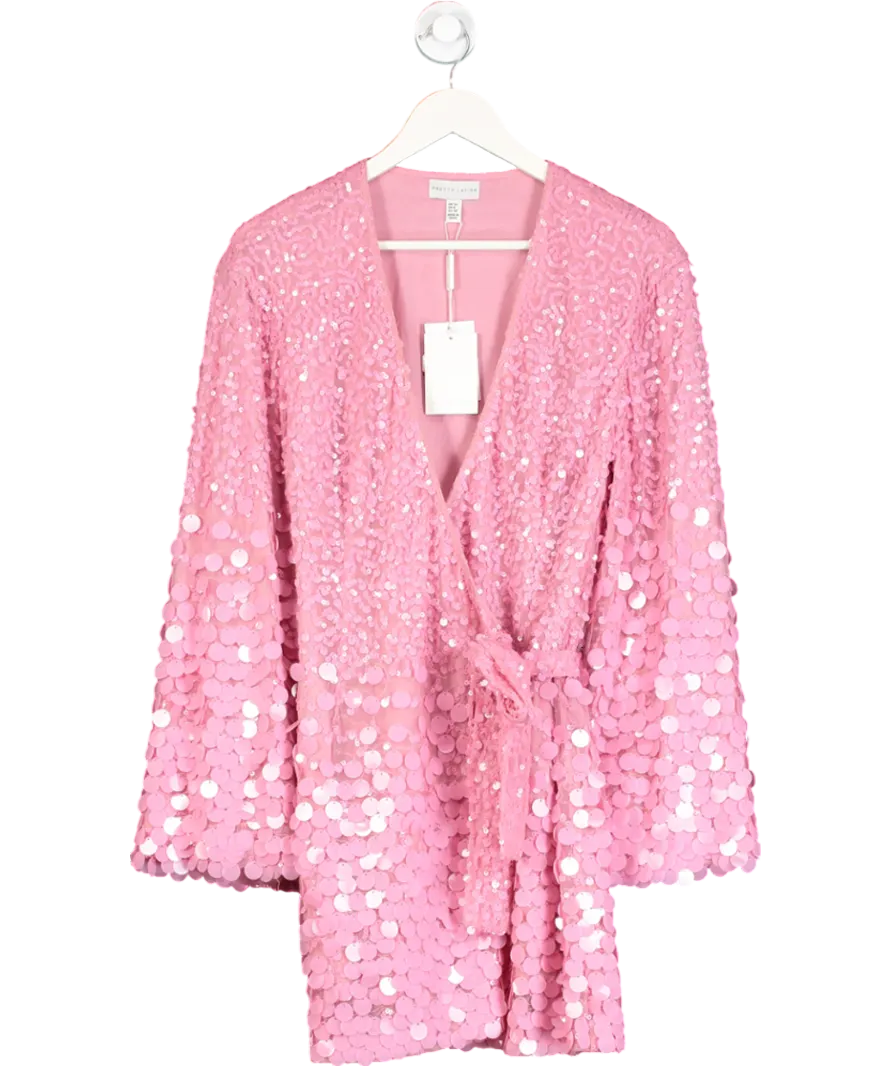 PRETTY LAVISH Pink Provence Wrap Ombre Disc Dress UK 10