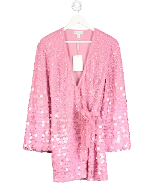 PRETTY LAVISH Pink Provence Wrap Ombre Disc Dress UK 10