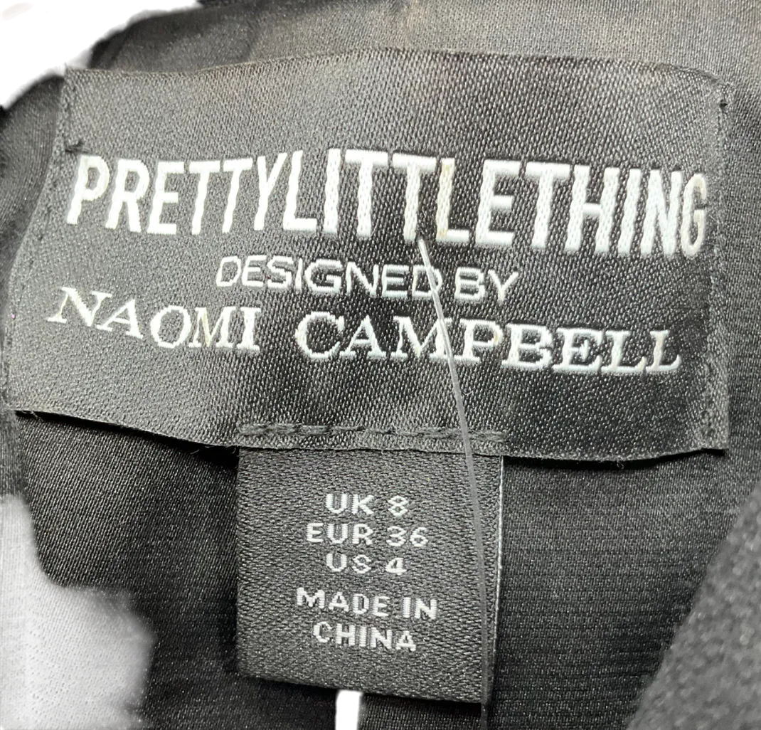 PrettyLittleThing Black Tailored Satin Lapel Blazer Dress UK 8