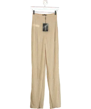 PrettyLittleThing Nude Embellished Wide Leg Trouser UK 6