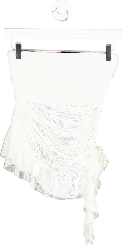 PrettyLittleThing White Sequin Embellished Mini Skirt UK 8